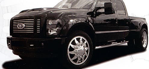 Black Ford Super Duty from the Diesel Wheels HD Series catalog spread