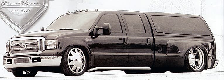 Black dually from the Diesel Wheels Smoothie Series catalog spread